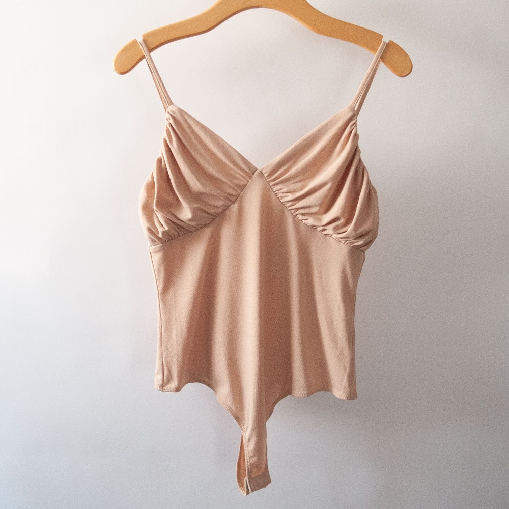 Vestique Girls Weekend Ribbed Cami Bodysuit in Nude
